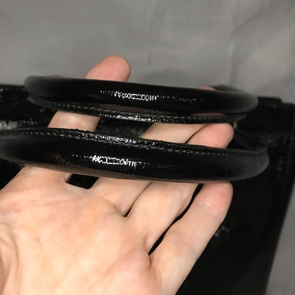 Vintage Kate Spade Black Patent Leather Long Tall Tote Shopper Bag Rare - Picture 13 of 16